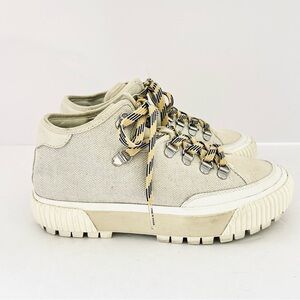 Rag & Bone Suede Ankle Boot Canvas Shoe Lace Up Hiking Army Beige Size 37 US 7